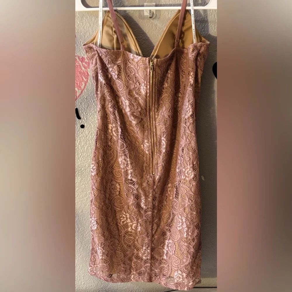 New GbyGUESS Fifer Lace Ruffle Dress - Mauve/Rose Color - Picture 4 of 11